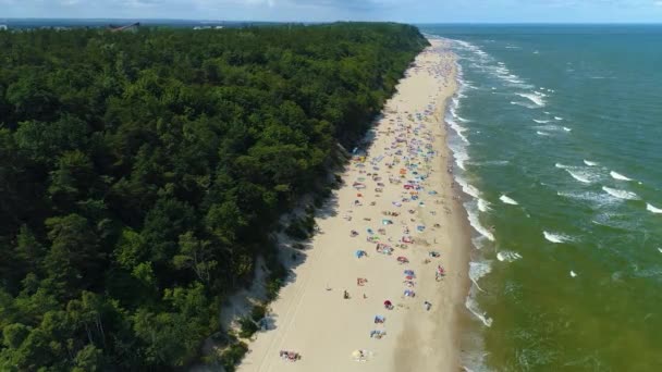Playa Mar Báltico Jastrzebia Gora Plaza Morze Baltyckie Vista Aérea — Vídeos de Stock