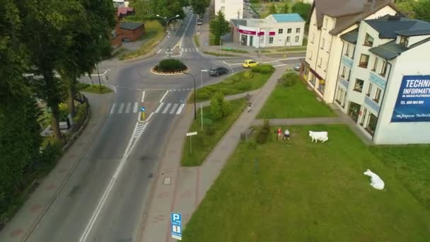 Rondo Centrum Puck Krajobraz Aerial View Poland 高质量的4K镜头 — 图库视频影像