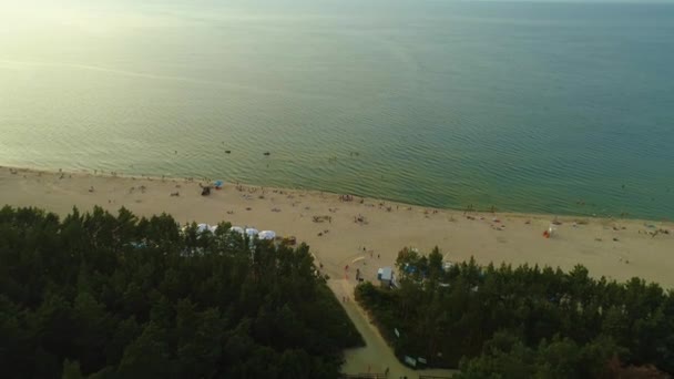 Hermosa Playa Stegna Plaza Vista Aérea Polonia Imágenes Alta Calidad — Vídeos de Stock