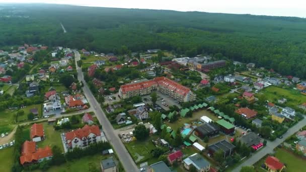 Prachtig Landschap Bos Baltische Zee Stegna Piekny Krajobraz Luchtfoto View — Stockvideo