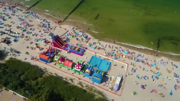 Plaj Baltık Denizi Ustka Plaza Morze Baltyckie Hava Görüntüsü Polonya — Stok video