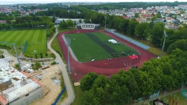 Stadion Lekkoatletyczny Władysławowo Stadion Aerial View Poland Wysokiej Jakości Materiał — Wideo stockowe