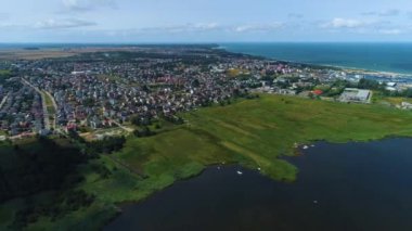 Güzel manzara Wladyslawowo Piekny Krajobraz Hava Manzarası Polonya. Yüksek kalite 4k görüntü