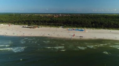 Plaj Baltık Denizi Leba Plaza Morze Baltyckie Hava Görüntüsü Polonya. Yüksek kalite 4k görüntü