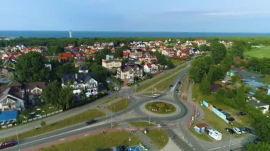 Panorama Roundo Jastarnia Hava Görüntüsü Polonya. Yüksek kalite 4k görüntü