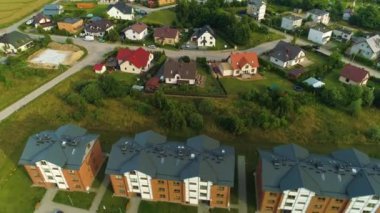 Güzel Peyzaj Apartmanları Puck Bloki Hava Manzaralı Polonya. Yüksek kalite 4k görüntü