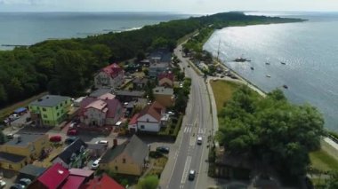 Güzel manzara Chalupy Piekny Krajobraz Hava Görüntüsü Polonya. Yüksek kalite 4k görüntü