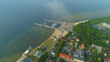 Molo Yat Limanı Puck Limanı Panorama Havacılık Görünümü Polonya. Yüksek kalite 4k görüntü