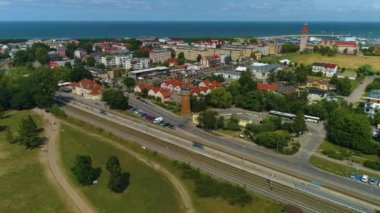 Güzel manzara Wladyslawowo Piekny Krajobraz Hava Manzarası Polonya. Yüksek kalite 4k görüntü