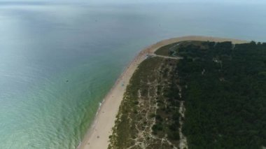 Panorama Sahili Baltık Denizi Hel Plaza Morze Hava Manzarası Polonya. Yüksek kalite 4k görüntü