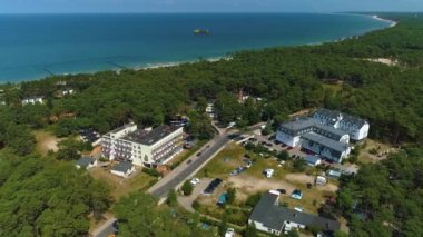 Güzel manzara Ustka Piekny Krajobraz Hava Görüntüsü Polonya. Yüksek kalite 4k görüntü