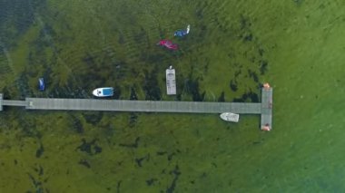 Pier Körfezi Chalupy Molo Zatoka Hava Görüntüsü Polonya. Yüksek kalite 4k görüntü