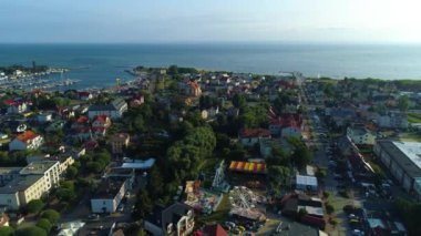 Güzel manzara Jastarnia Piekny Krajobraz Hava Manzarası Polonya. Yüksek kalite 4k görüntü