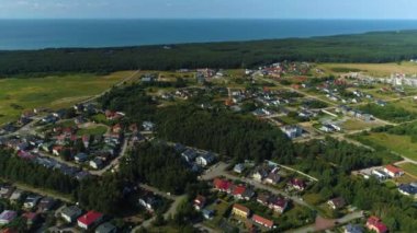 Güzel manzara Ustka Piekny Krajobraz Hava Görüntüsü Polonya. Yüksek kalite 4k görüntü
