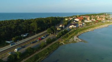 Panorama Tren İstasyonu Kuznica Stacja Kolejowa Hava Görüntüleme Polonya. Yüksek kalite 4k görüntü