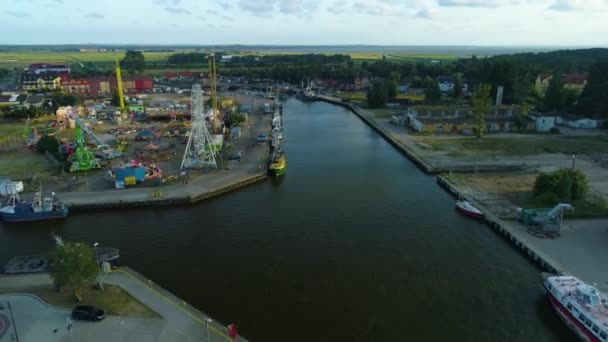 Seaport Leba Port Morski Aerial View Poland Vysoce Kvalitní Záběry — Stock video