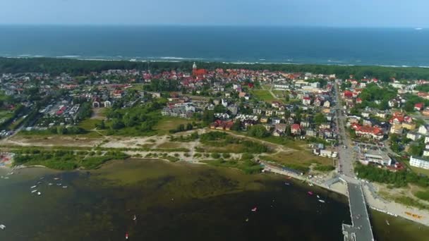 Beautiful Landscape Jastarnia Piekny Krajobraz Aerial View Poland Высококачественные Кадры — стоковое видео