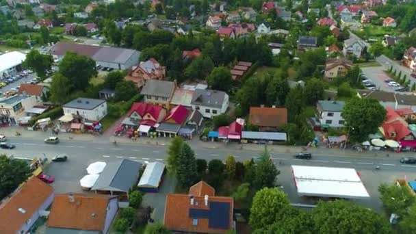 Beautiful Landscape Main Street Stegna Aerial View Poland Кадри Високої — стокове відео