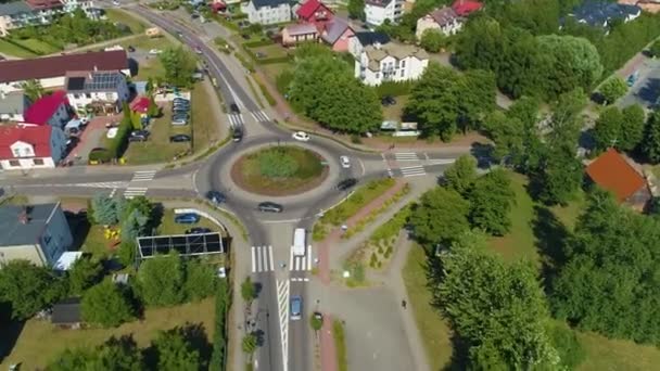 Rondo Leba Centrum Aerial View Polen Hoge Kwaliteit Beeldmateriaal — Stockvideo