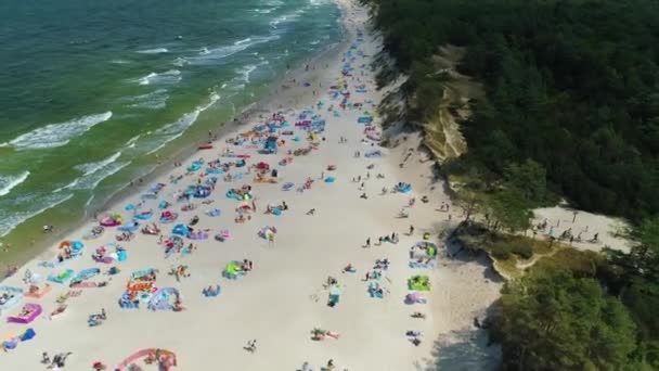 Pláž Baltské Moře Rowy Plaza Morze Baltyckie Aerial View Polsko — Stock video
