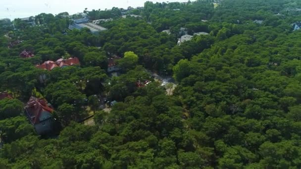 Лесной Центр Jurata Las Aerial View Poland Высококачественные Кадры — стоковое видео