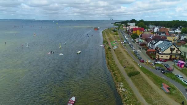 Vackra Bay Landskap Chalupy Zatoka Krajobraz Flygfoto Polen Högkvalitativ Film — Stockvideo
