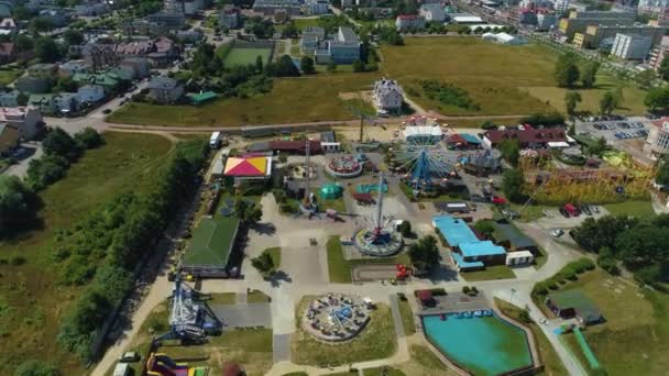 Freizeitpark Wladyslawowo Lunapark Luftaufnahme Polen Hochwertiges Filmmaterial — Stockvideo