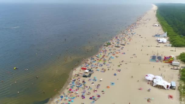 Strand Baltic Sea Jantar Plaza Morze Flygfoto Polen Högkvalitativ Film — Stockvideo