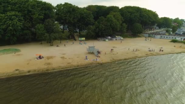 Beach Puck Plaza Zatoka Aerial View Poland Vysoce Kvalitní Záběry — Stock video