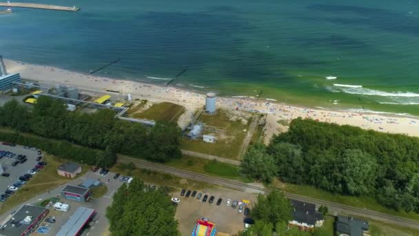 Strand Sea Wladyslawowo Plaza Morze Aerial View Lengyelország Kiváló Minőségű — Stock videók