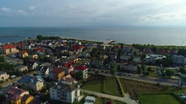 Prachtig Landschap Jastarnia Piekny Krajobraz Luchtfoto Polen Hoge Kwaliteit Beeldmateriaal — Stockvideo