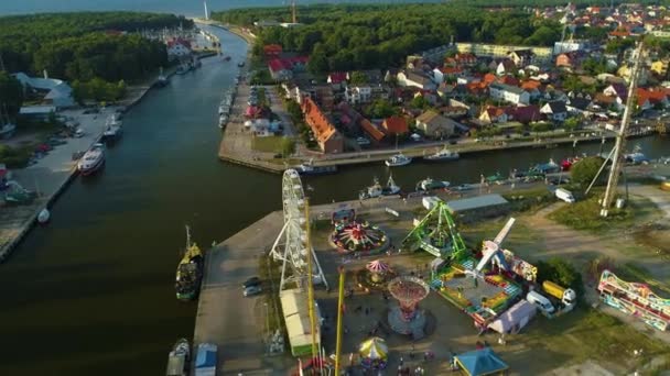 Парк Развлечений Leba Wesole Miasteczko Aerial View Poland Высококачественные Кадры — стоковое видео