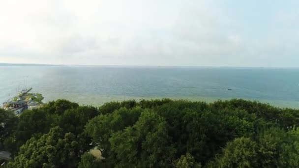 Bay Beach Puck Plaza Zatoka Aerial View Poland Vysoce Kvalitní — Stock video