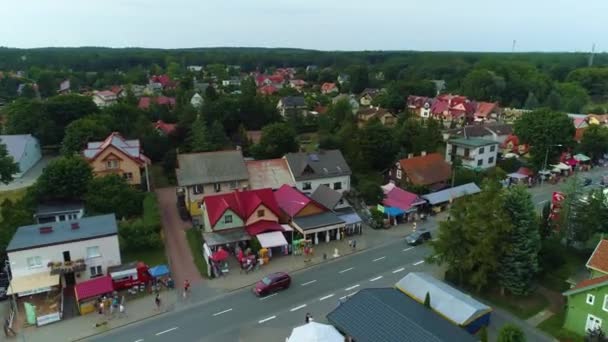 Prachtig Landschap Main Street Stegna Aerial View Polen Hoge Kwaliteit — Stockvideo