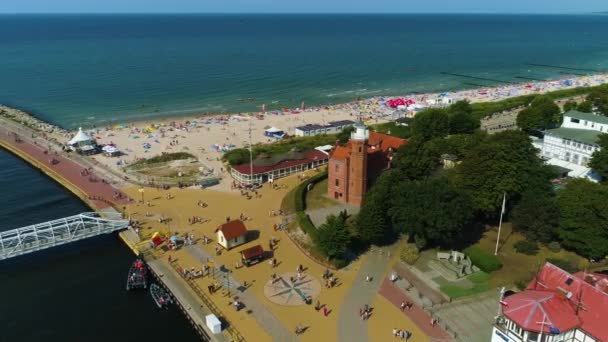 Port Boulevard Ustka Bulwar Portowy Aerial View Poland Vysoce Kvalitní — Stock video