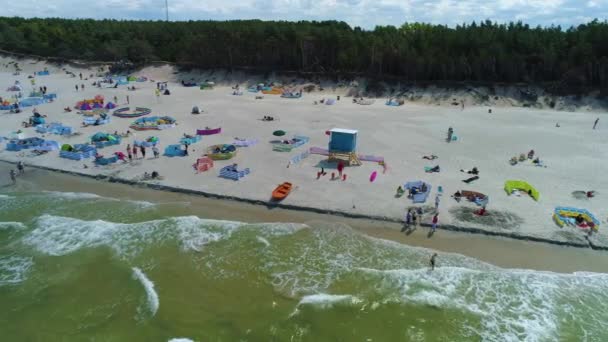 Beach Baltic Sea Rowy Plaza Morze Baltyckie Aerial View Poland — стоковое видео