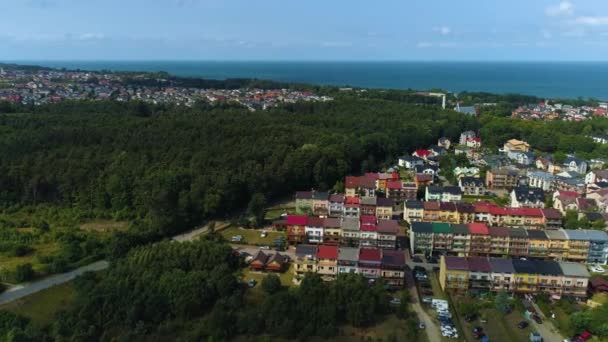Gyönyörű Táj Wladyslawowo Piekny Krajobraz Aerial View Lengyelország Kiváló Minőségű — Stock videók