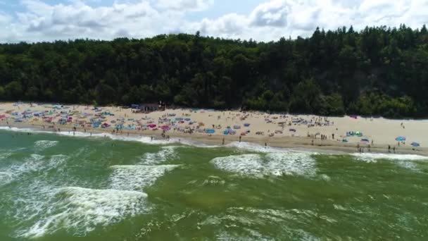 Pláž Baltské Moře Jastrzebia Gora Plaza Morze Baltyckie Aerial View — Stock video