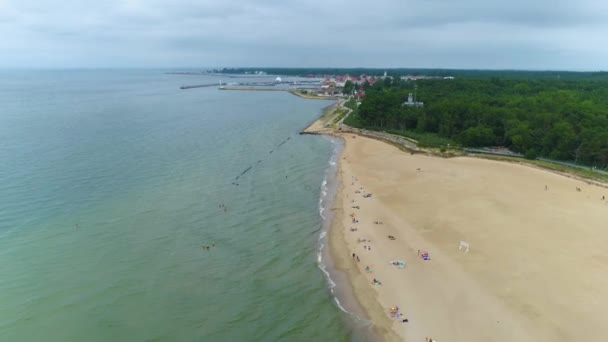 Παραλία Hel Plaza Aerial View Πολωνία Υψηλής Ποιότητας Πλάνα — Αρχείο Βίντεο