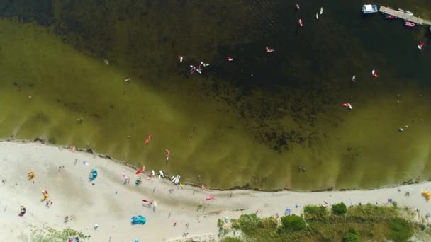 Top Beach Jastarnia Plaza Luftaufnahme Polen Hochwertiges Filmmaterial — Stockvideo