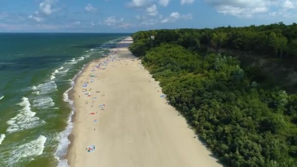 Beach Baltic Sea Jastrzebia Gora Plaza Morze Baltyckie Aerial View — Stock Video