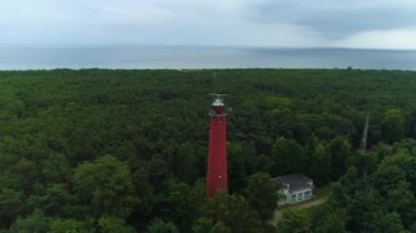 Deniz feneri Hel Latarnia Morska Havacılık Polonya. Yüksek kalite 4k görüntü