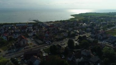 Güzel manzara Jastarnia Piekny Krajobraz Hava Manzarası Polonya. Yüksek kalite 4k görüntü