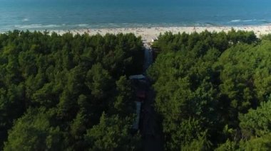 Plaj Baltık Denizi Leba Plaza Morze Baltyckie Hava Görüntüsü Polonya. Yüksek kalite 4k görüntü