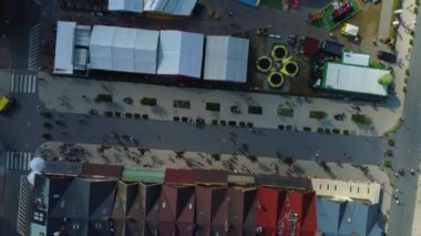Şehir merkezindeki Wladyslawowo Morska Centrum Hava Manzarası Polonya. Yüksek kalite 4k görüntü