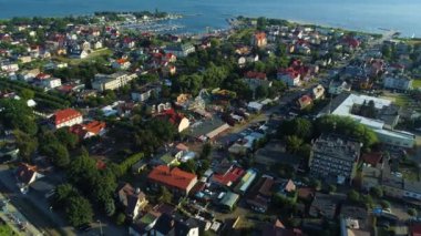 Güzel manzara Jastarnia Piekny Krajobraz Hava Manzarası Polonya. Yüksek kalite 4k görüntü