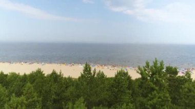 Sahil Baltık Denizi Jantar Plaza Morz Hava Görüntülü Polonya. Yüksek kalite 4k görüntü