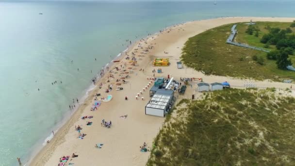 Pláž Baltské Moře Hel Plaza Morze Aerial View Polsko Vysoce — Stock video