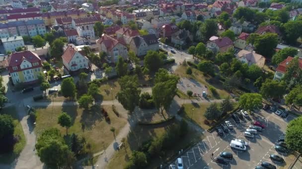 Freedom Square Ustka Plac Wolnosci Aerial View Poland High Quality — Stock Video