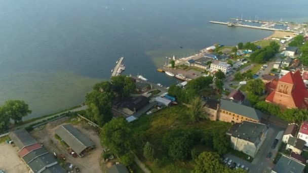 Krásná Krajina Bay Puck Zatoka Krajobraz Aerial View Polsko Vysoce — Stock video